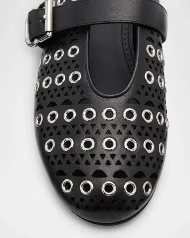 Alaïa Vienne Buckle Eyelet & Laser-Cut Leather Ballet Flats | Thumbnail 4