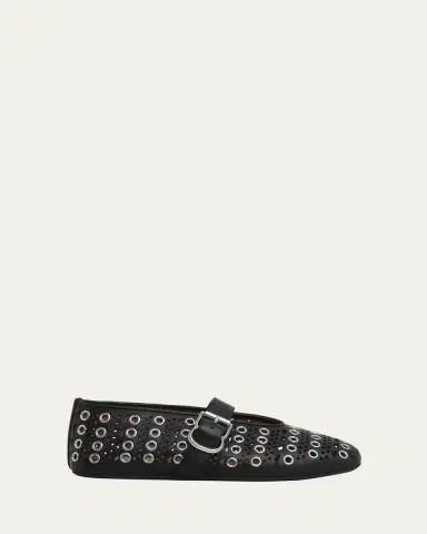 Alaïa Vienne Buckle Eyelet & Laser-Cut Leather Ballet Flats | Thumbnail 5