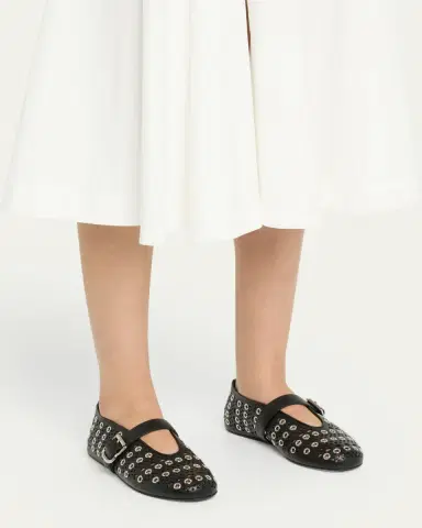 Alaïa Vienne Buckle Eyelet & Laser-Cut Leather Ballet Flats | Thumbnail 6