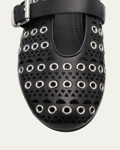 Alaïa Vienne Buckle Eyelet & Laser-Cut Leather Ballet Flats | Thumbnail 8