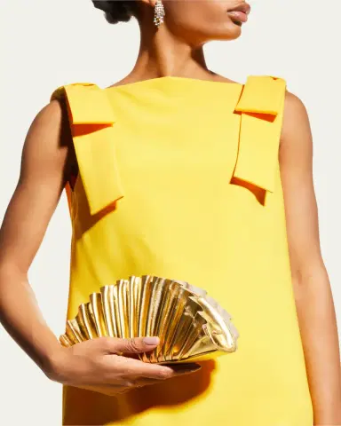 Cult Gaia Nala Mini Pleated Metallic Leather Clutch Bag | Thumbnail 2