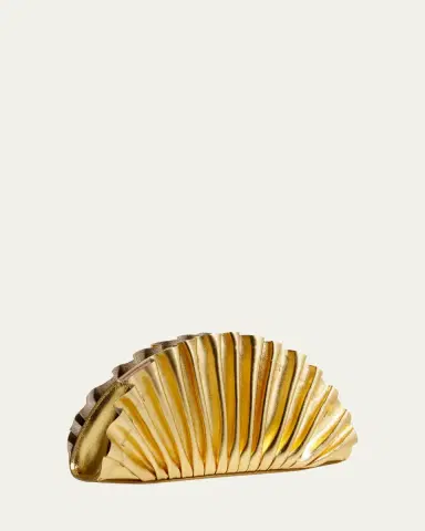 Cult Gaia Nala Mini Pleated Metallic Leather Clutch Bag | Thumbnail 3