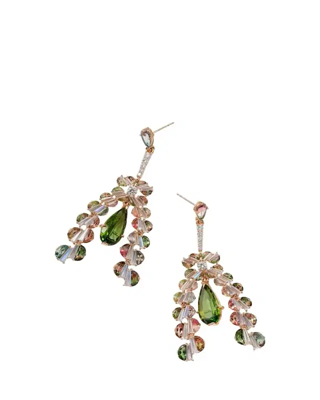 NAK ARMSTRONG 20K Rose Gold Petticoat Diamond, Tourmaline, and Moonstone Earrings
