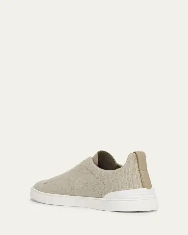 Zegna Men's Triple Stitch Linen Slip-On Sneakers | Thumbnail 2