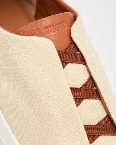 Zegna Men's Triple Stitch Linen Slip-On Sneakers | Thumbnail 5
