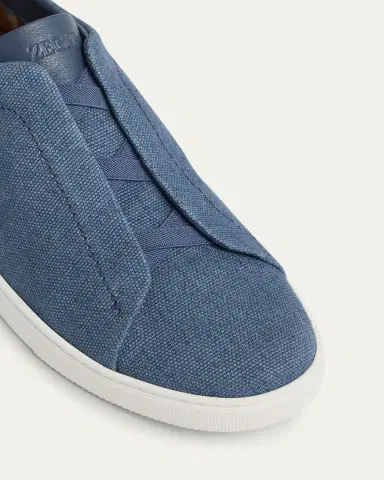 Zegna Men's Triple Stitch Linen Slip-On Sneakers | Thumbnail 8