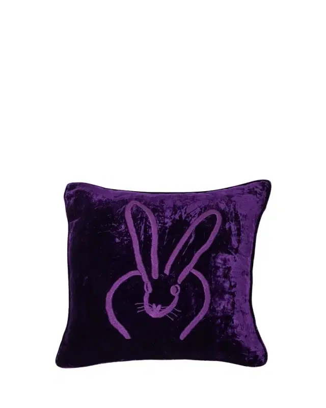 Hunt Slonem Hand Embroidered Velvet Decorative Pillow, 18" Square