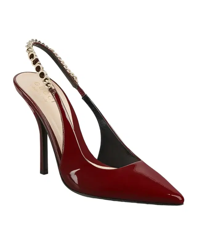 Signoria Patent Chain Slingback Pumps