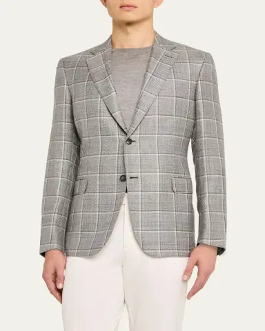 Brioni Men's Cashmere-Blend Plaid Sport Coat | Thumbnail 4 Brioni Men's Cashmere-Blend Plaid Sport Coat | Thumbnail 4
