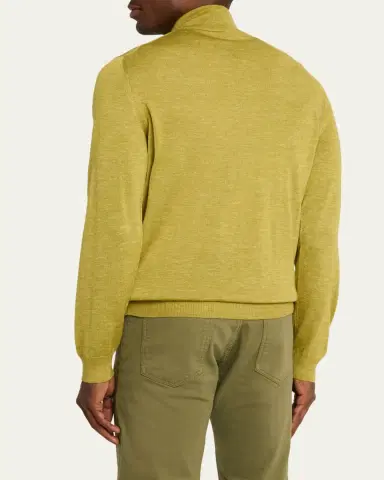 Kiton Men's Cashmere and Linen Half-Zip Sweater | Thumbnail 3 Kiton Men's Cashmere and Linen Half-Zip Sweater | Thumbnail 3