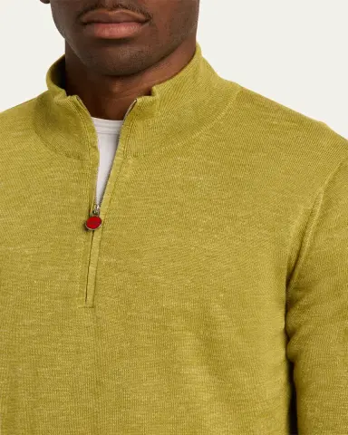 Kiton Men's Cashmere and Linen Half-Zip Sweater | Thumbnail 5 Kiton Men's Cashmere and Linen Half-Zip Sweater | Thumbnail 5