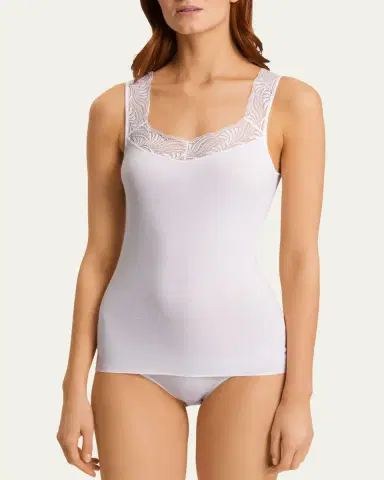 Hanro Cotton Delight Lace-Trim Tank Top | Thumbnail 9