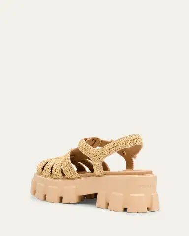 Prada Monolith Raffia Chunky Fisherman Sandals | Thumbnail 4