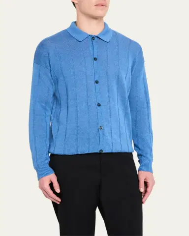 Bergdorf Goodman Men's Cashmere Tonal Stripe Cardigan | Thumbnail 4 Bergdorf Goodman Men's Cashmere Tonal Stripe Cardigan | Thumbnail 4