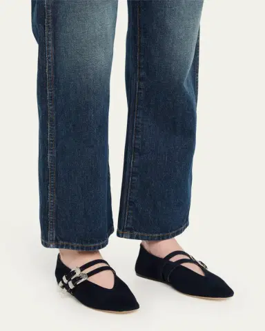 Le Monde Béryl Claudia Suede Western-Buckle Ballerina Flats | Thumbnail 2