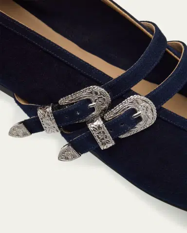 Le Monde Béryl Claudia Suede Western-Buckle Ballerina Flats | Thumbnail 5