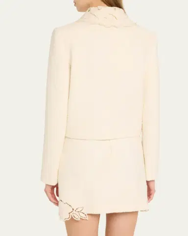 Oscar de la Renta Rose Ladder Stitch Tweed Jacket | Thumbnail 3