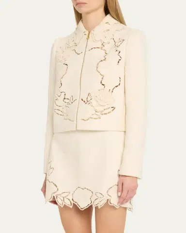 Oscar de la Renta Rose Ladder Stitch Tweed Jacket | Thumbnail 4