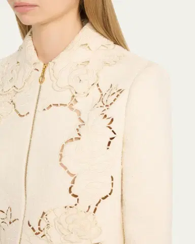 Oscar de la Renta Rose Ladder Stitch Tweed Jacket | Thumbnail 5