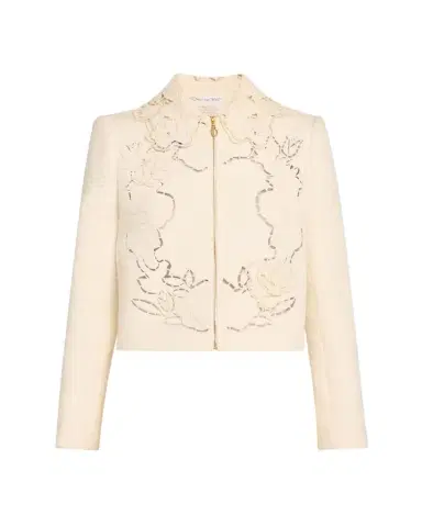 Oscar de la Renta Rose Ladder Stitch Tweed Jacket | Thumbnail 1