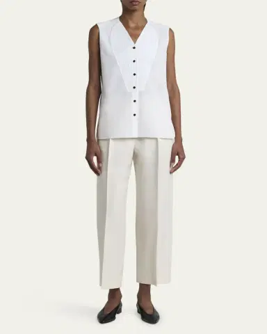 Loro Piana Caylee Sleeveless Poplin Tux Top | Thumbnail 2