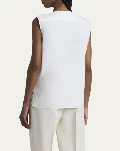Loro Piana Caylee Sleeveless Poplin Tux Top | Thumbnail 3