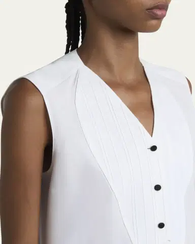 Loro Piana Caylee Sleeveless Poplin Tux Top | Thumbnail 5