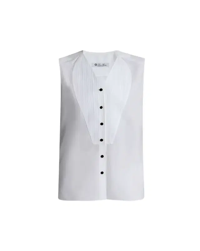Caylee Sleeveless Poplin Tux Top