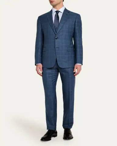 Giorgio Armani Men's Blurred Windowpane 240G Suit | Thumbnail 2 Giorgio Armani Men's Blurred Windowpane 240G Suit | Thumbnail 2