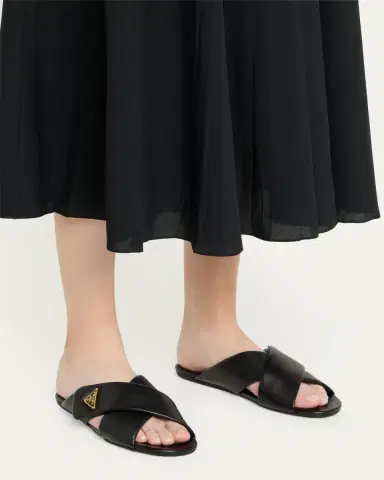 Prada Padded Leather Crisscross Flat Sandals | Thumbnail 2 Prada Padded Leather Crisscross Flat Sandals | Thumbnail 2