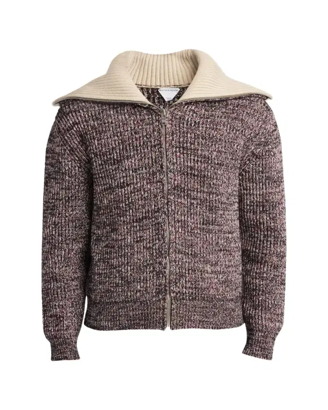 Men's Melange Sailor Collar Zip Sweater