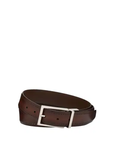 Brioni Men's Reversible Burnished Leather Belt | Thumbnail 1