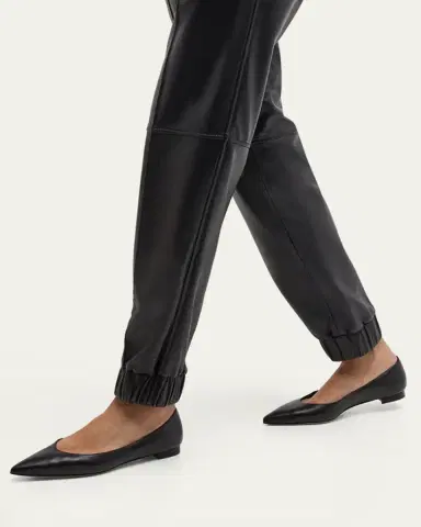 Manolo Blahnik Gala Lambskin Point-Toe Ballerina Flats | Thumbnail 2