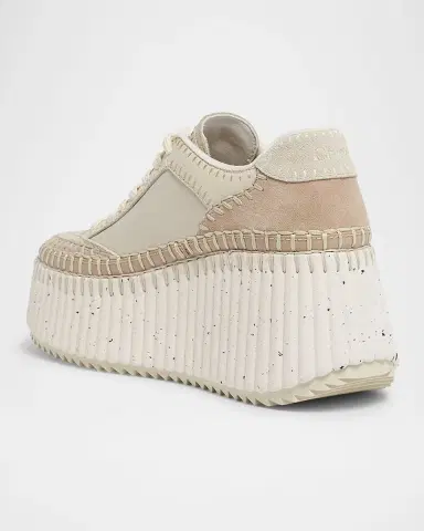 Chloé Nama Mixed Leather Platform Sneakers | Thumbnail 3
