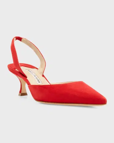 Manolo Blahnik Carolyne Kitten-Heel Halter Pumps | Thumbnail 2