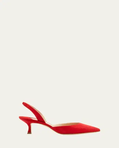 Manolo Blahnik Carolyne Kitten-Heel Halter Pumps | Thumbnail 6