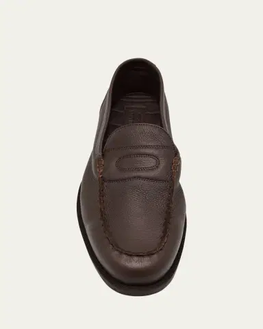 John Lobb Men's Pace Grained Leather Penny Loafers | Thumbnail 3