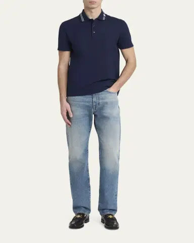 Versace Men's Medusa-Collar Pique Polo Shirt | Thumbnail 11