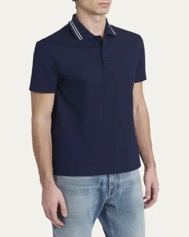 Versace Men's Medusa-Collar Pique Polo Shirt | Thumbnail 13