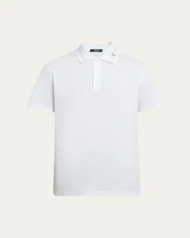Versace Men's Medusa-Collar Pique Polo Shirt | Thumbnail 5