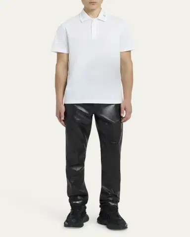 Versace Men's Medusa-Collar Pique Polo Shirt | Thumbnail 6