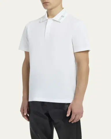 Versace Men's Medusa-Collar Pique Polo Shirt | Thumbnail 8