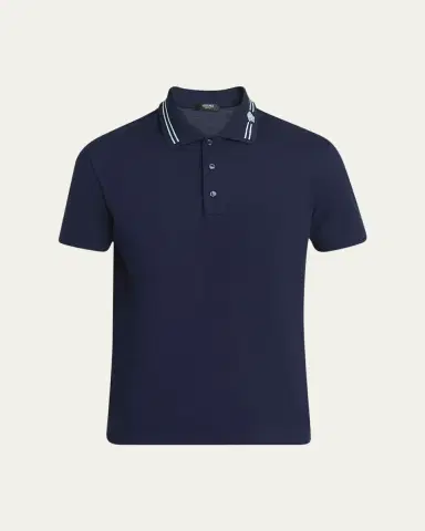 Versace Men's Medusa-Collar Pique Polo Shirt | Thumbnail 10