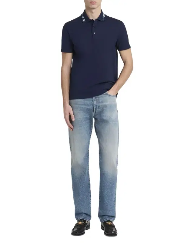 Men's Medusa-Collar Pique Polo Shirt