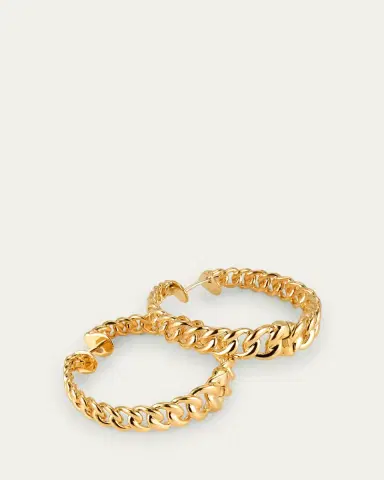 Paul Morelli 18K Yellow Gold 30mm Cuban Chain Hoop Earrings | Thumbnail 4