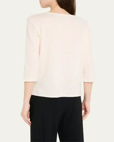 Majestic V-Neck Stretch Linen Tee | Thumbnail 3