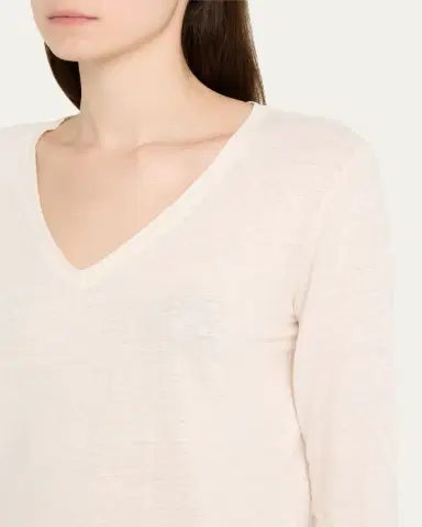 Majestic V-Neck Stretch Linen Tee | Thumbnail 5