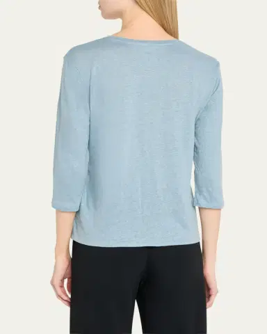 Majestic V-Neck Stretch Linen Tee | Thumbnail 7