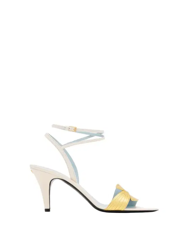 Foliage Mixed Leather Ankle-Strap Sandals