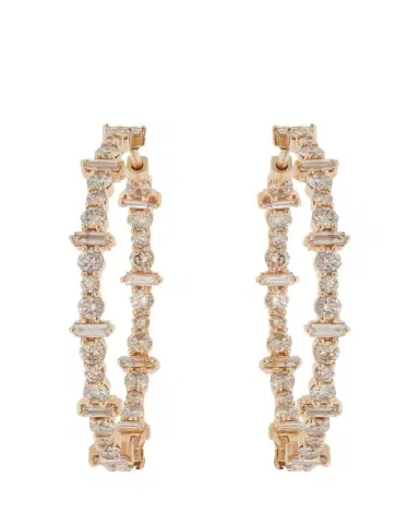Ileana Makri Champagne Diamond Inside Out Hoop Earrings in 18K Yellow | Thumbnail 1 Ileana Makri Champagne Diamond Inside Out Hoop Earrings in 18K Yellow | Thumbnail 1